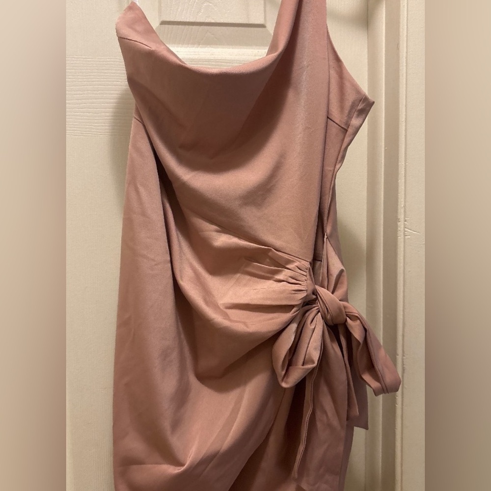 Lulu's Pink One Shoulder Sheath Cocktail Dress